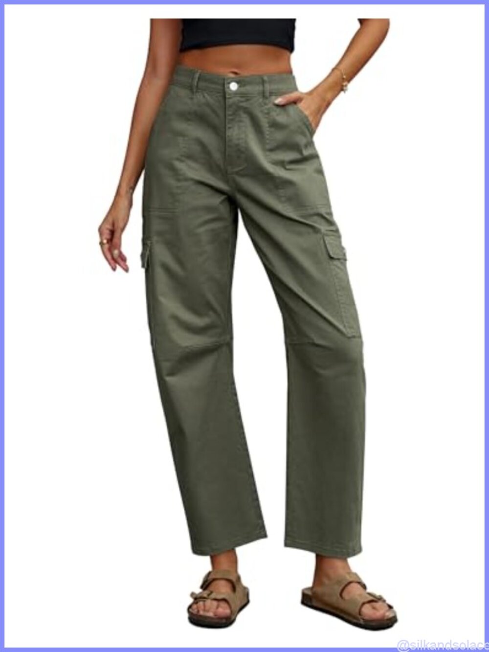 High Waisted Wide Leg Cargo Barrel Jeans Women 6 Pockets Utility Denim Ankle